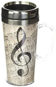 Spoontiques - Insulated Travel Mug - Music Coffee Cup - Coffee Lovers 14 oz - Picture 1 of 7