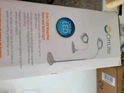 56,75 дюйма светодиодная лупа 2 в 1 серая напольная и настольная лампа | лампы ottlite свет - Изображение 1 из 4