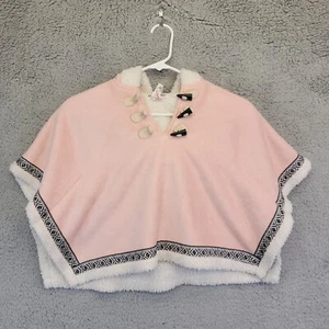 Artisin NY Western Shaw Cape Hooded Pink Fleece Faux Fur Lined Poncho Jacket - Picture 1 of 11