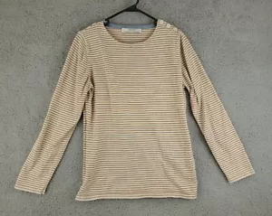 Suéter Zara Hombre Denim Couture Marrón Rayas Algodón Botón Hombro Talla Mediana - Imagen 1 de 9