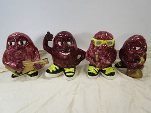 Juego de 4 estatuas de cerámica vintage de pasas de California década de 1980 - Imagen 1 de 4