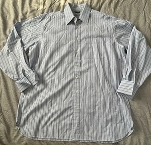 Jos A Bank Shirt Mens Blue Striped 16.5-35 Button Up - Picture 1 of 6