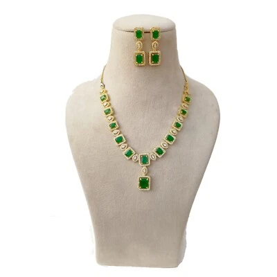 Premium Emerald Necklace jewelry, Gold plated Necklace, South Indian Necklace - Image 1 of 4