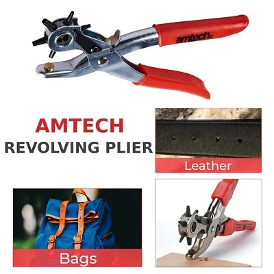 Amtech Drehbar Leder Punch Niete Zange Multi Größe Riemen Ösen & Loch Cuts - Bild 1 von 4
