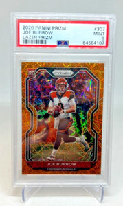 PSA 9 - 2020 Panini Prizm JOE BURROW RC Orange Lazer Prizm RC #307 Bengals