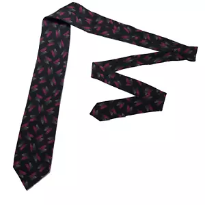 Hugo Boss Tie Men's Black Abstract Geometric 100% Silk Necktie Handmade In Italy - Picture 1 of 7