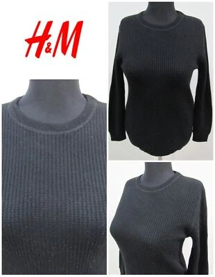 H&M Mens Crew Neck Jumper Wool Blend Black Chest 36/38 S SKU  Y18734 - Image 1 of 4