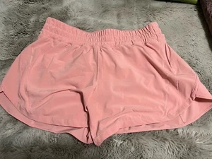 LULULEMON TRACK THAT SHORTS - 5" INSEAM - HR PINK PUFF SIZE 12 Worn Once - Picture 1 of 4