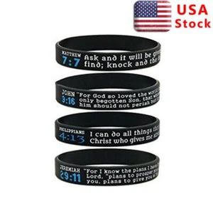 4 Stck./Set Mode Bibelvers Armbänder Männer Armband Silikonband Armreif - Bild 1 von 7