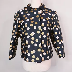 NWT Akris Punto Gold Metallic Cropped Jacket Size 6 $1390 Classic Structured - Picture 1 of 14