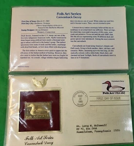 Lot Of 2 1985 Folk Art Series DUCK DECOY First Day Covers - 22k Gold - Picture 1 of 2