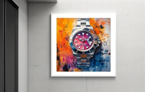๐ Rolex Timepiece Art "Framed" ๐ฐ๏ธ Giclรฉe Print ๐จ 24x24โ COA ๐ 1/25 โ๏ธ v12 - Picture 1 of 8