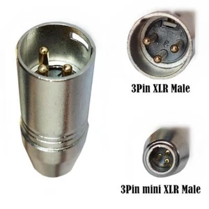 XLR Male 3-Pin to Mini XLR Male 3-Pin Audio Microphone Adapter - Picture 1 of 10