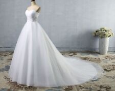 Crystal Beads Wedding Dress Bridal Gown Tulle Lace Up Back Exquisite A Line Wear