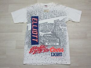 Vintage NOS 1990's Bill Elliott Racing T Shirt USA Coors Beer Promo (L) AOP New