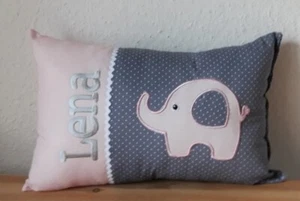 Kissen mit Namen,Taufe,Geburt,Elefant,Dekokissen,Mädchen,Geschenk - Bild 1 von 1