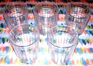 5 Pasabahce Made In Turkey Block Optic Checkered Old Fashioned Glass Tumblers #1 - Picture 1 of 1