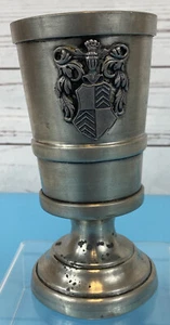 Peltro Metalars Italy Pewter Cup Chalice Goblet W/ Family Crest Vintage RARE 6" - Picture 1 of 7