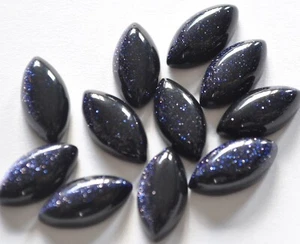 Blue Gold Stone Marquise Cabochon 6x12mm To 12x24mm Synthetic Loose Gemstone - Picture 1 of 4