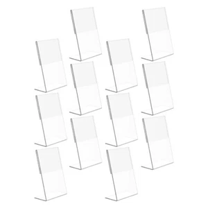 12Pcs Acrylic Sign Holder Clear Wedding Table Number Frames Menu Holders Stand - Picture 1 of 12