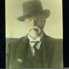 Photo diapositive en verre lanterne magique vintage 1er président tchèque Tomas Masaryk