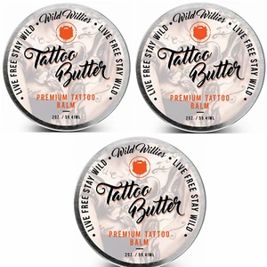 Lot of (3) WILD WILLIES TATTOO BUTTER Premium Tattoo Balm Butter 2 oz. Organic - Picture 1 of 1