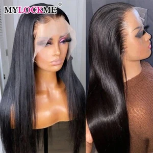 13x6Bone Straight Human Hair Lace Frontal Wig 5x5 Lace Wig For Women Pre Plucked - Picture 1 of 12