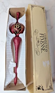 Vintage blown glass Christmas Finesse tree topper, hand made, burgundy and gold - Picture 1 of 9
