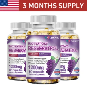 Resveratrol Maximum 1200MG Strength Natural 180 CAPSULES Anti Aging Antioxidant - Picture 1 of 10