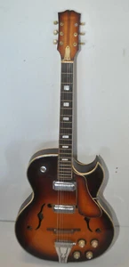 60's Kawai Japan Hollow Body Jazz Sunburst Guitar Gibson Clone Project Restor - Picture 1 of 12