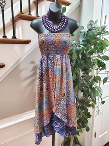 Sunny Leigh Women Multicolor Polyester Off The Shoulder Knee Length Dress Size M - Picture 1 of 12