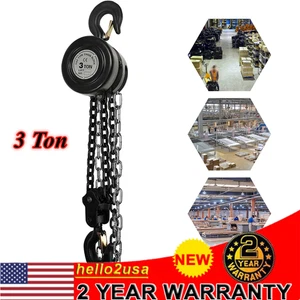 3 Ton Manual Hand Chain Hoist Capacity 10 Feet With 2 Hooks 6614Lbs Heavy Duty - Picture 1 of 17