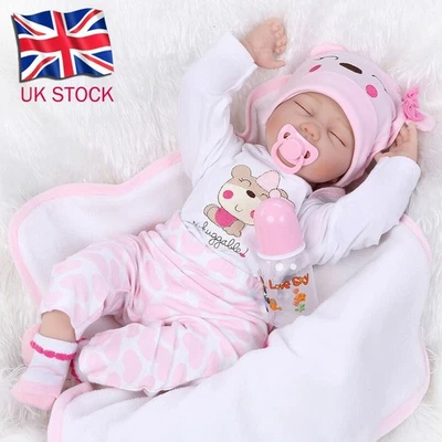22" Reborn Baby Dolls Vinyl Silicone Handmade Newborn Doll Realistic Xmas Gift - Image 1 of 4