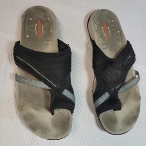Merrell Damen-Sandalen Größe 9 schwarz Leder Slipper bequeme Schuhe Griffauswahl - Bild 1 von 9
