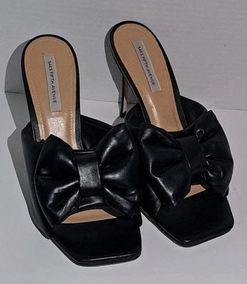 Sandalias de aguja de cuero con nudo con lazo Saks Fifth Avenue NEGRAS talla 9,5 M Foto 1 de 4