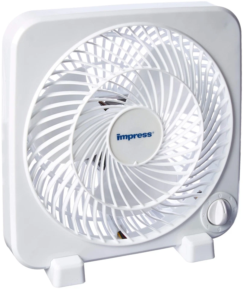 9-Inch 3-Speed Box Fan, Whisper-Quiet, Easy Rotary Control, 10"x10"x6", 2.8 lbs - Image 1 of 1
