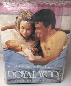 Royal Wool Blanket New Zealand Heavy 100% Pure Wool Pink White Vintage - Picture 1 of 8