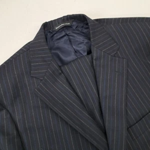 Samuelsohn 44L Chalk Line Pinstripe Wool 2 Piece Suit Pleated Pants 37x31 - Picture 1 of 13
