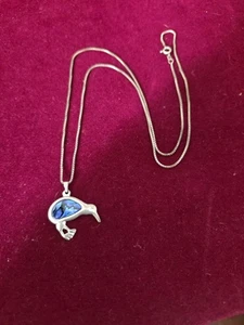 Neuseeland Kiwi Vogel Anhänger aus Paua Abalone Muschel Inlay .925 Halskette - Bild 1 von 4