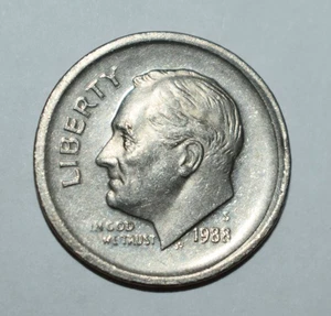 180p. UNUSUAL 1988 S PROOF ROOSEVELT DIME STRUCK CENTERED BROADSTRIKE + PART COL - Picture 1 of 3