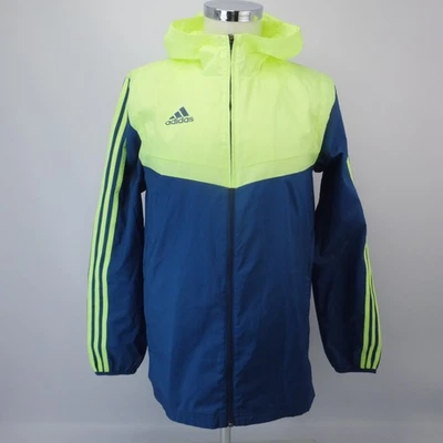 Adidas куртка мужская маленький яркий желтый синий ветровка с капюшоном полный молнии разминка - Изображение 1 из 4