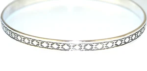 VINTAGE DANECRAFT STERLINGSILBER 5 mm ARMBAND GEOMETRISCHES DIAMANTDESIGN - Bild 1 von 3