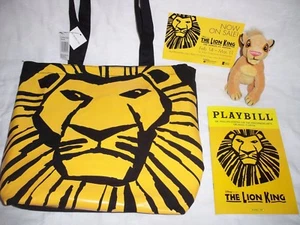 THE LION KING Tote Bag , Playbill & Card , Simba Plush Disney Broadway Musical - Picture 1 of 1