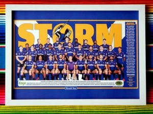 Framed 2020 MELBOURNE STORM NRL Premiers Poster - 45cm x 32cm x 3cm - Picture 1 of 3