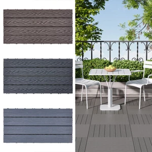 6pcs Interlocking WPC Deck Tiles – 30x60cm Wood-Look Flooring for Patio & Garden - Picture 1 of 48