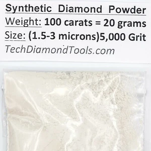 Polvo de micras de diamante lapeado de 5.000 granos (1,5-3 micras), peso = 100 quilates (20 gramos) - Imagen 1 de 8