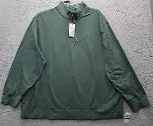 IZOD Saltwater Sweatshirt Mens Size 2XL Green Relaxed Classic Mock Neck 1/4 Zip - Picture 1 of 8