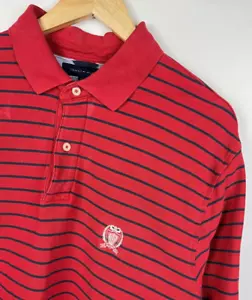 CAMISA POLO TOMMY HILFIGER Talla XL Para Hombre Rayas Calce Regular Roja - Imagen 1 de 6