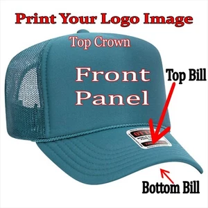 TURQUOISE Trucker Hat Custom Printing Personalized Names Images Logos Pics - Picture 1 of 2