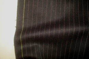 3.88 yds Luxury WOOL Fabric Suiting Super 120s Charcoal 10 oz Stripe 140" BTP - Picture 1 of 3
